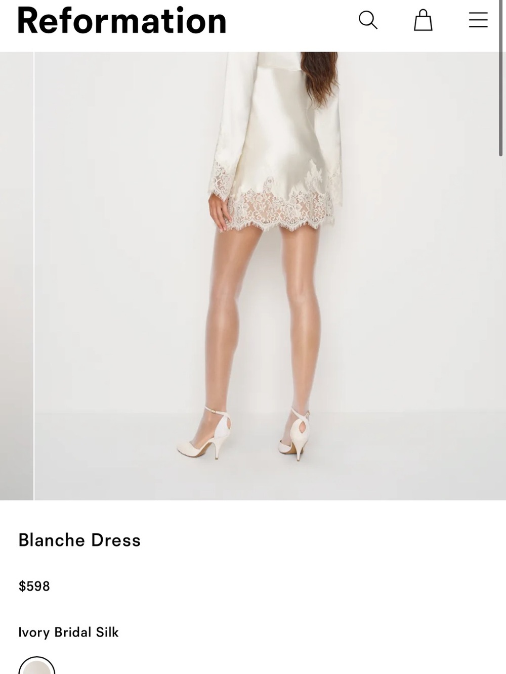 Reformation Blanche Dress Satin Lace Trim - Picture 3 of 14